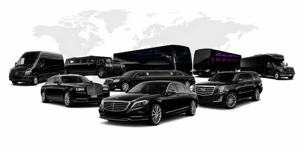 various type of cars, limousines and party buses
